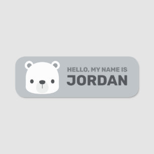 Cute Little Polar Bear with Personalized Name Tag