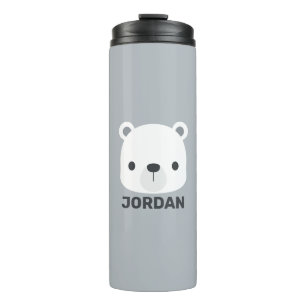 Cute Little Polar Bear with Personalized Name Thermal Tumbler