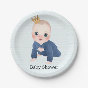 Cute Little Prince Baby Boy Shower  Paper Plate