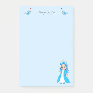 Cute little princess on light blue Things To Do Post-it Notes