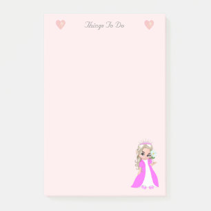 Cute little princess on light pink Things To Do Post-it Notes