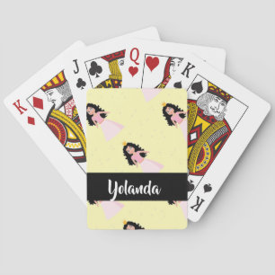 Cute little princess playing cards