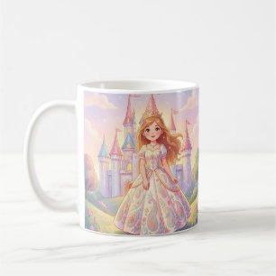 Cute little princess with glitter castle coffee mug