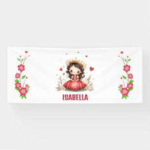 Cute little princess with red dress banner