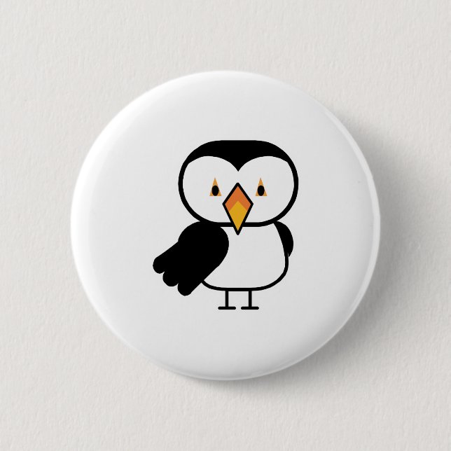 cute little puffin 2 inch round button (Front)