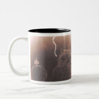 Cute little puffy guy and lightning Two-Tone coffee mug