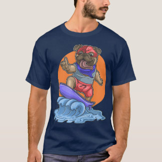 cute little pug dog surfing  T-Shirt