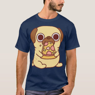 Cute Little Pug Eating A Pizza T-Shirt