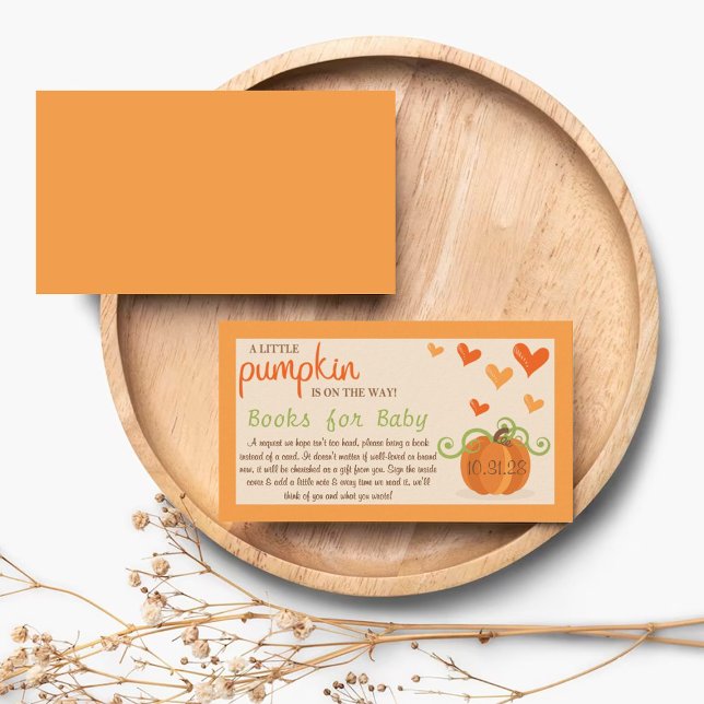 Cute Little Pumpkin Baby Shower Book Request Enclosure Card (Creator Uploaded)