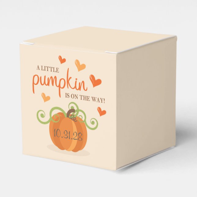 Cute Little Pumpkin Baby Shower Favor Box (Front Side)