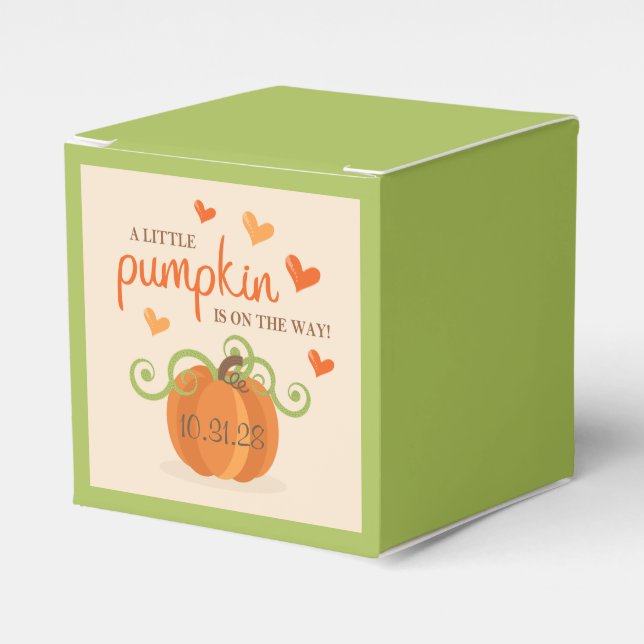 Cute Little Pumpkin Baby Shower Favor Box (Front Side)