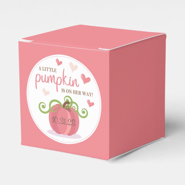 Cute Little Pumpkin Baby Shower Favor Box (Front Side)