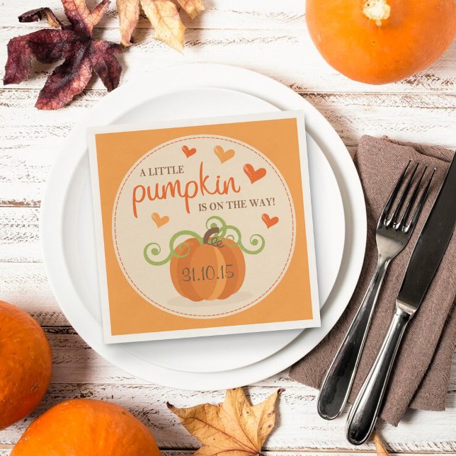 Cute Little Pumpkin Baby Shower Napkins (Creator Uploaded)