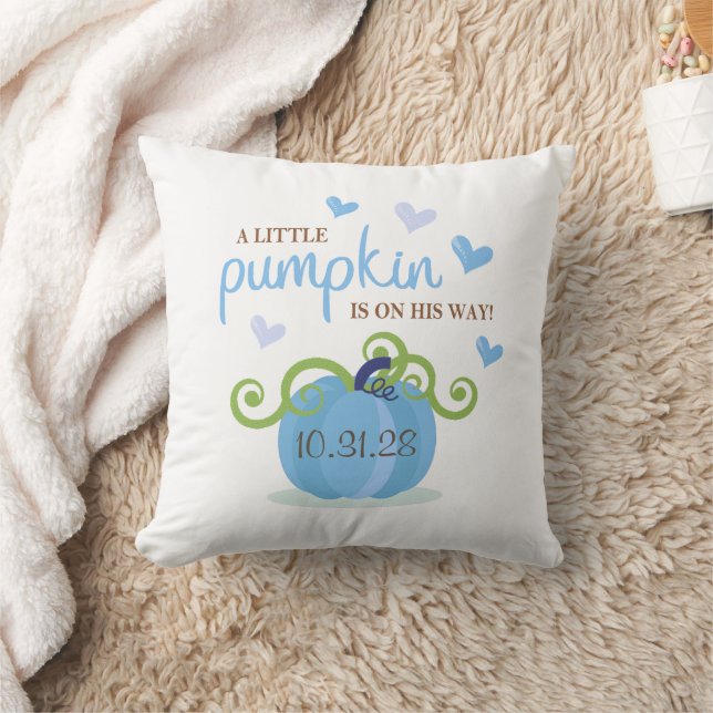 Cute Little Pumpkin Baby Shower Napkins Throw Pillow (Blanket)
