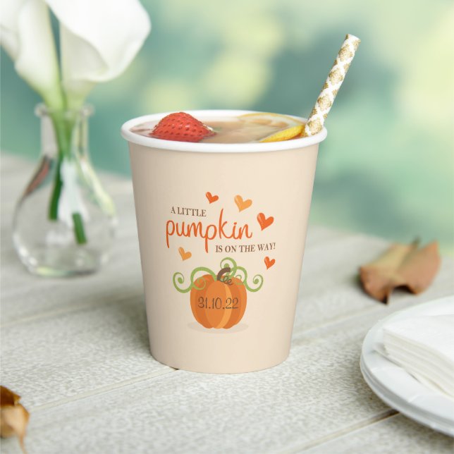 Cute Little Pumpkin Baby Shower Paper Cups (Insitu)
