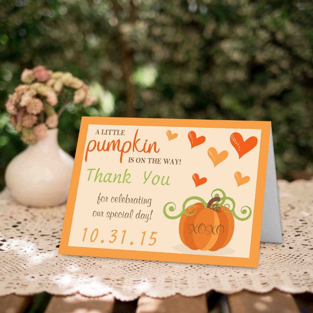Cute Little Pumpkin Baby Shower Thank You Cards (Creator Uploaded)