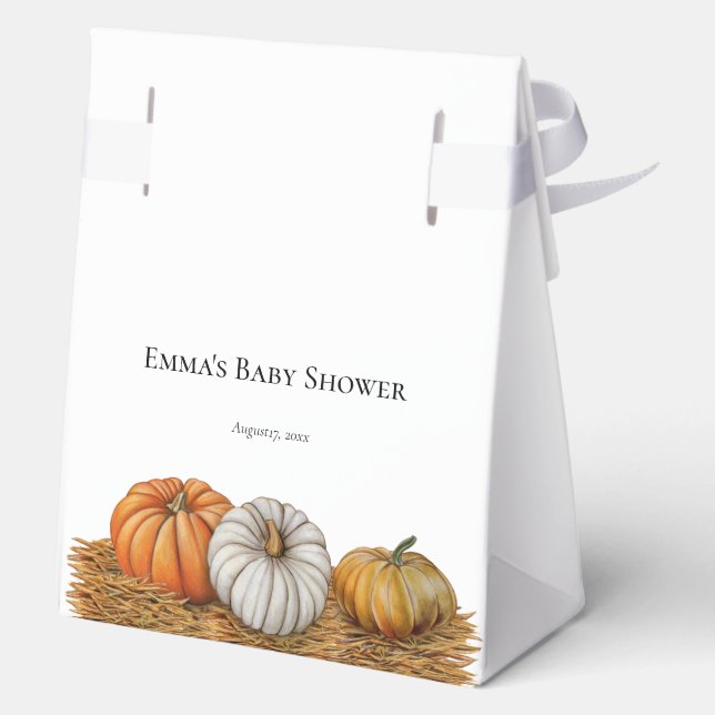 Cute Little Pumpkin Fall Baby Shower Favor Box (Back)