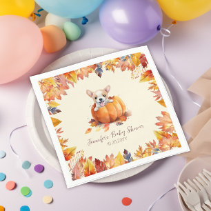 Cute Little Pumpkin Puppy Baby Shower  Napkin