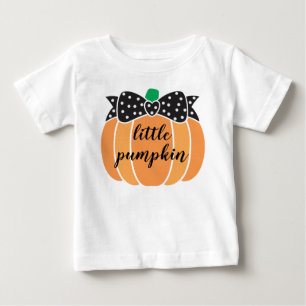 Cute Little Pumpkin with Bow Halloween Birthday Baby T-Shirt