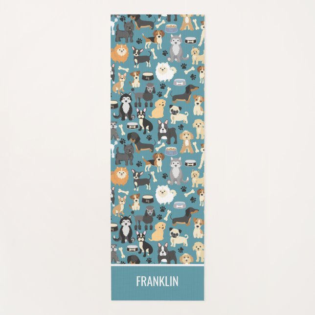 Cute Little Puppy Dog Pet Pattern Personalized Yoga Mat (Front)