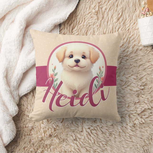 Cute Little Puppy Dog Throw Pillow (Blanket)