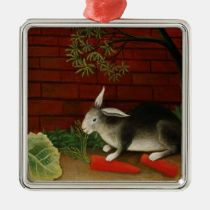 Cute Little Rabbit (Pet Animal) (Henri Rousseau) Metal Ornament