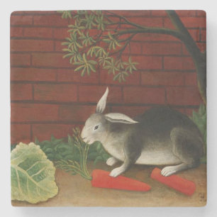 Cute Little Rabbit (Pet Animal) (Henri Rousseau) Stone Coaster