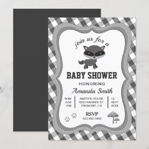 Cute Little Raccoon Baby shower Invitation