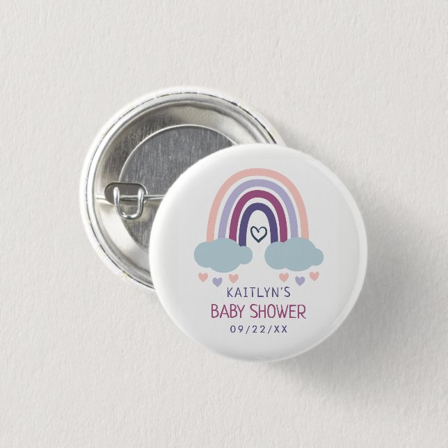 Cute Little Rainbow Baby Shower 1 Inch Round Button (Front & Back)