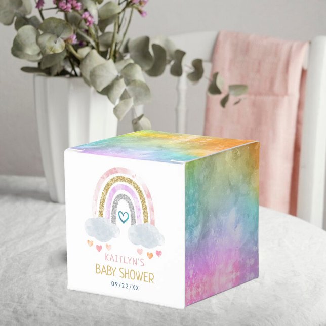 Cute Little Rainbow Baby Shower Favor Box (Creator Uploaded)