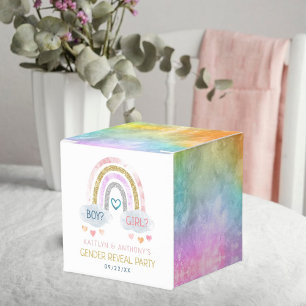 Cute Little Rainbow Gender Reveal Party Favor Box