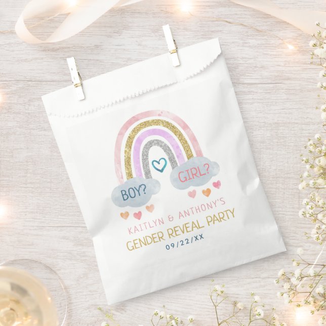 Cute Little Rainbow Gender Reveal Party Favour Bag (Clipped)
