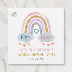 Cute Little Rainbow Gender Reveal Party Favour Tags