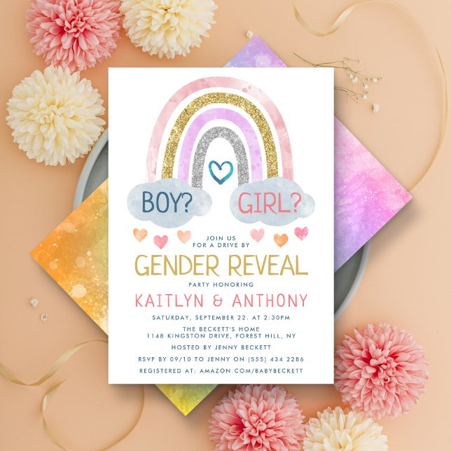 Cute Little Rainbow Genre Reveale Party Invitation (Créateur téléchargé)
