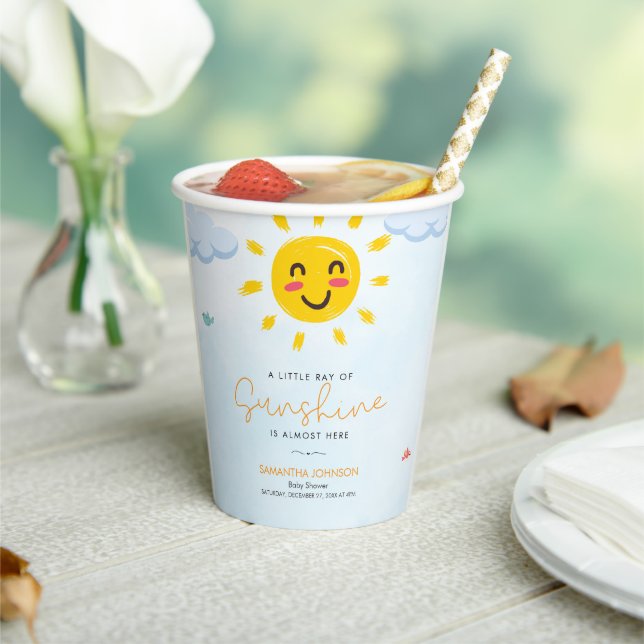 Cute Little ray of Sunshine Paper Cups (Insitu)