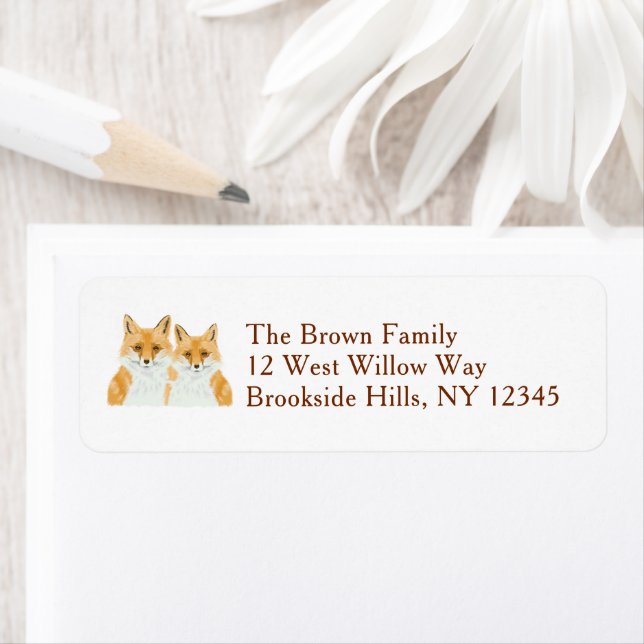 Cute Little Red Fox - custom return address label. (Insitu)