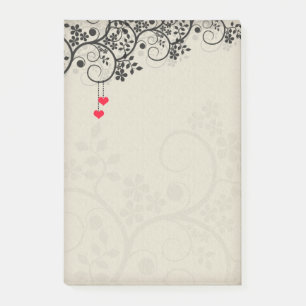 Cute Little Red Hearts Floral Design Post-it Notes