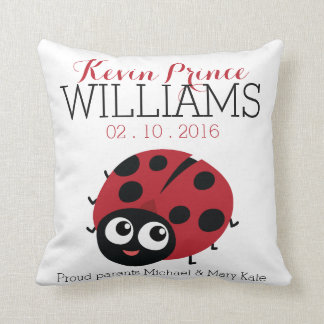 Cute Little RED LADYBUG Baby Birth keepsake Throw Pillow