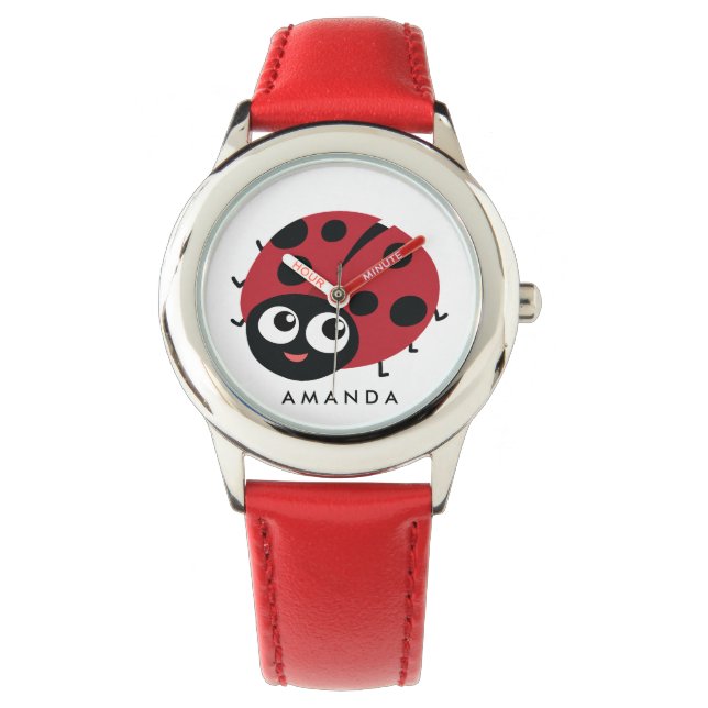 Cute Little Red Ladybug Personalized Watch (Front)