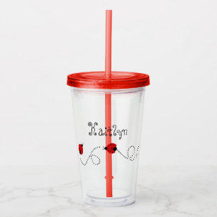 Cute Little Red Ladybugs Personalized Acrylic Tumbler