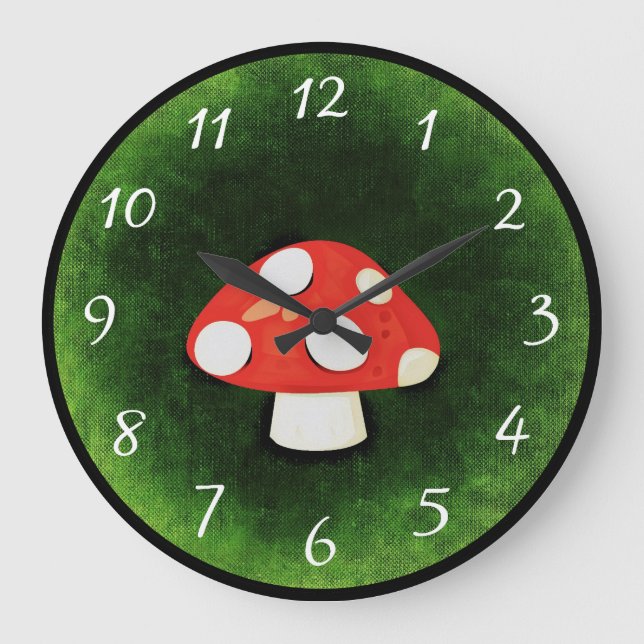 Cute Little Red Mushroom Large Clock (Front)