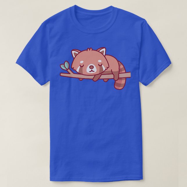 Cute Little Red Panda Sleeping On Tree Branch T-Shirt (Design Front)