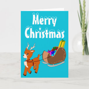 Cartoon Reindeer Christmas Cards | Zazzle CA