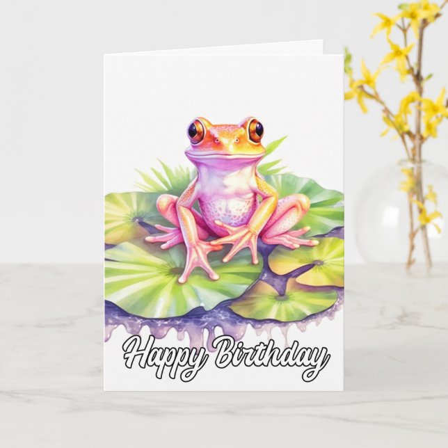 Cute Little Resting Froggie Card (Yellow Flower)