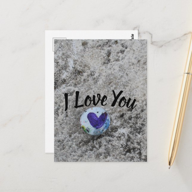 Cute Little Rock I Love You Heart Postcard (Front/Back In Situ)