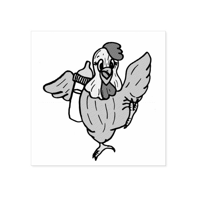 Cute Little Rooster  Farm Animal Rubber Stamp (Imprint)