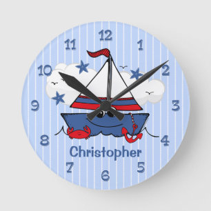 Cute Little Sailboat Round Clock