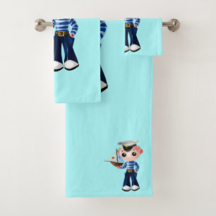 Cute Little Sailor Bath Towel Set