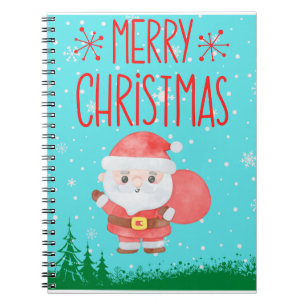 Cute Little Santa Blue Notebook