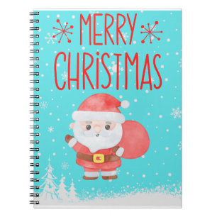 Cute Little Santa Blue Notebook
